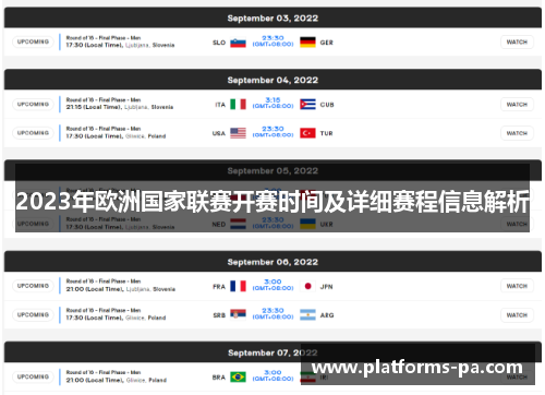 2023年欧洲国家联赛开赛时间及详细赛程信息解析