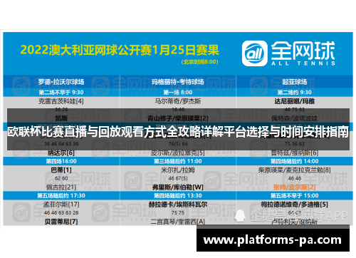 欧联杯比赛直播与回放观看方式全攻略详解平台选择与时间安排指南